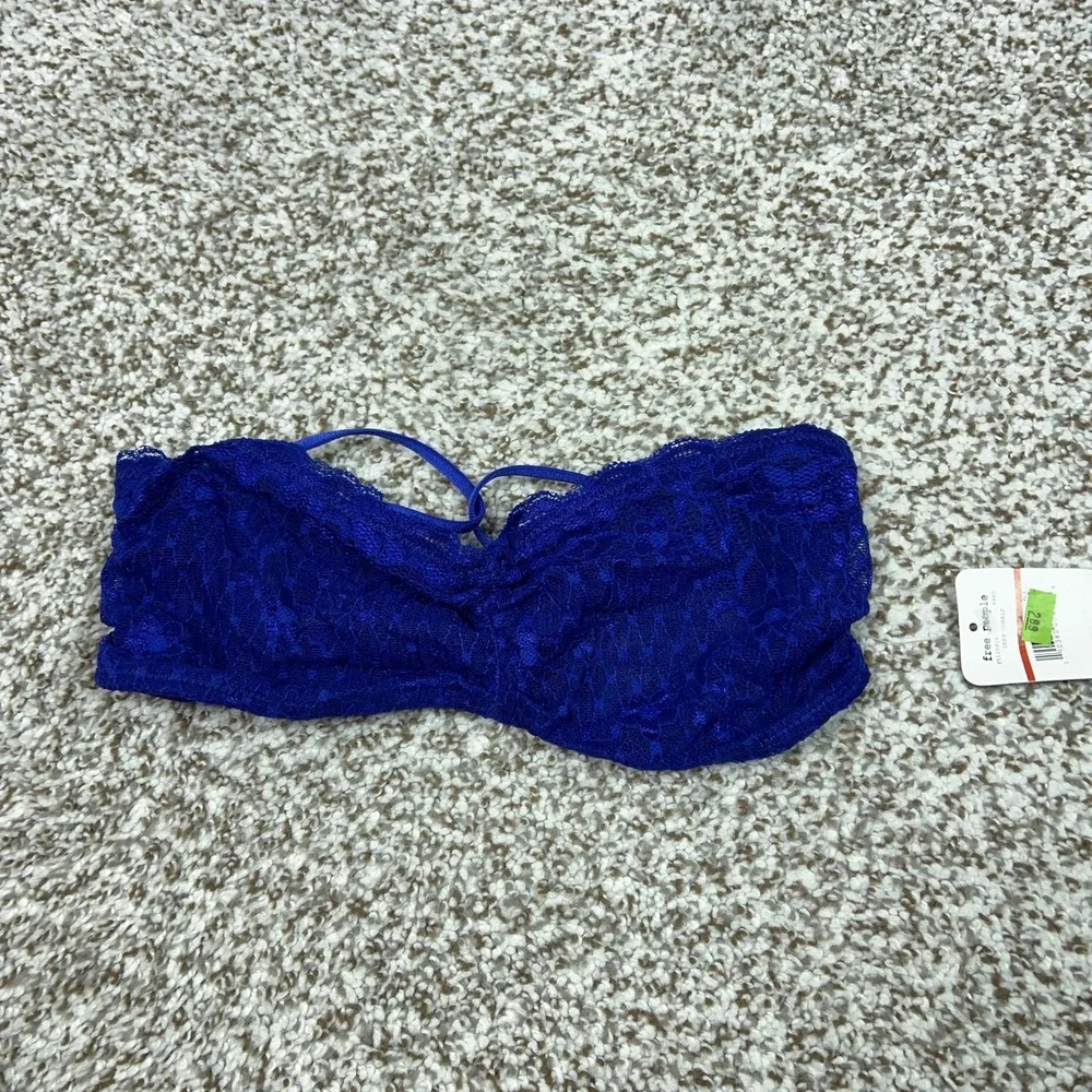 Free People Bra Womens Extra‎ Small Blue Lace Bandeau Intimately Sheer Bralette